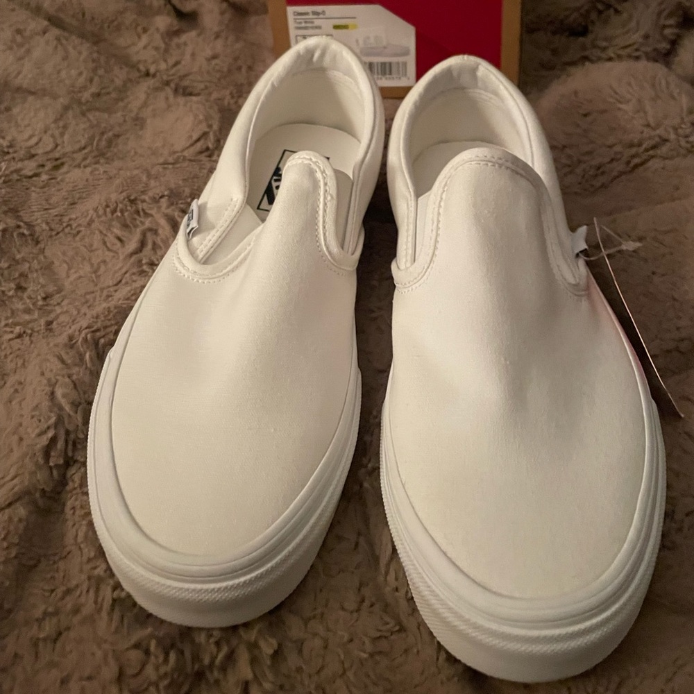 Vans pure white slip ons NWT & box